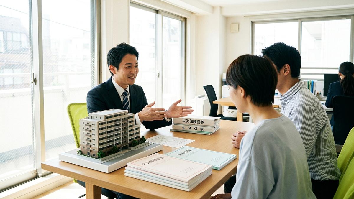 施設賠償責任保険の補償内容を説明する保険コンサルタント