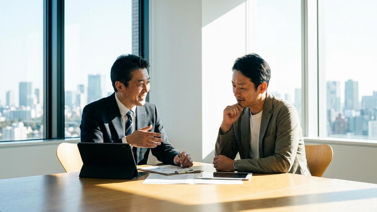 個別対応型保険代理店とオーナーの相談シーン