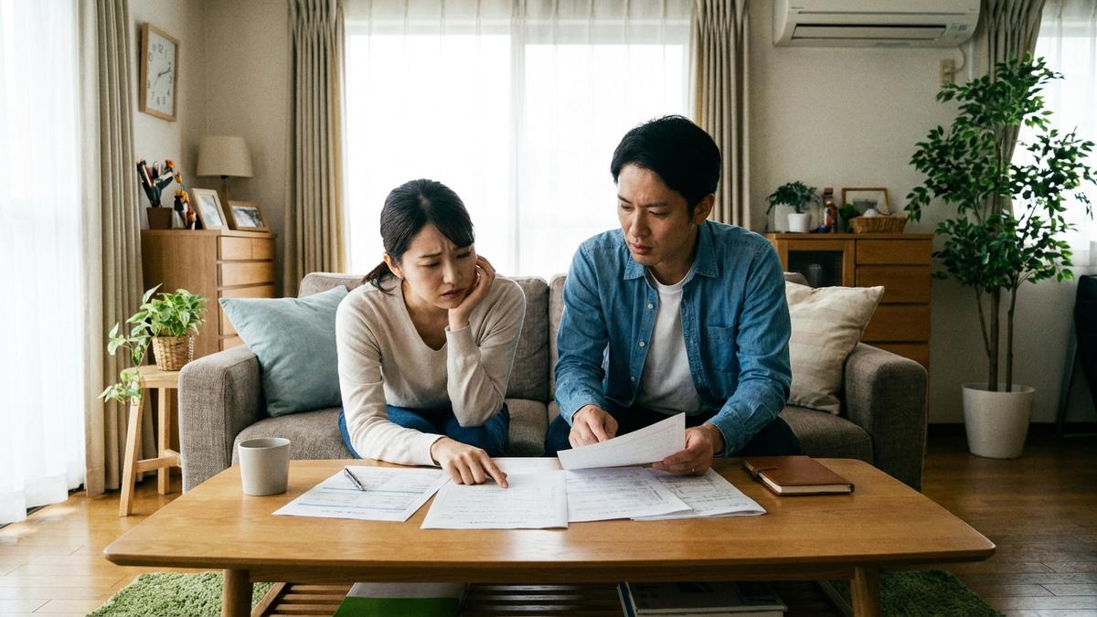 住宅購入後の保険不足リスクを心配する夫婦