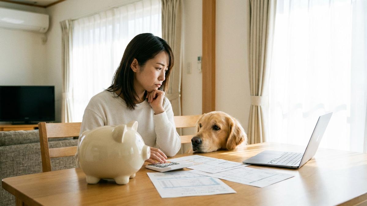 ペット貯金と保険を比較検討するイメージ
