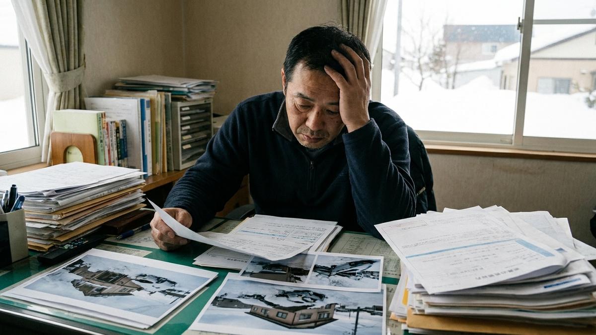雪害の補償外ケースを確認するアパートオーナー