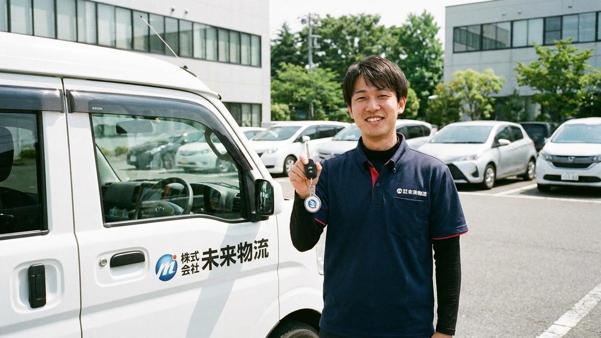 社有車の鍵を持つ従業員