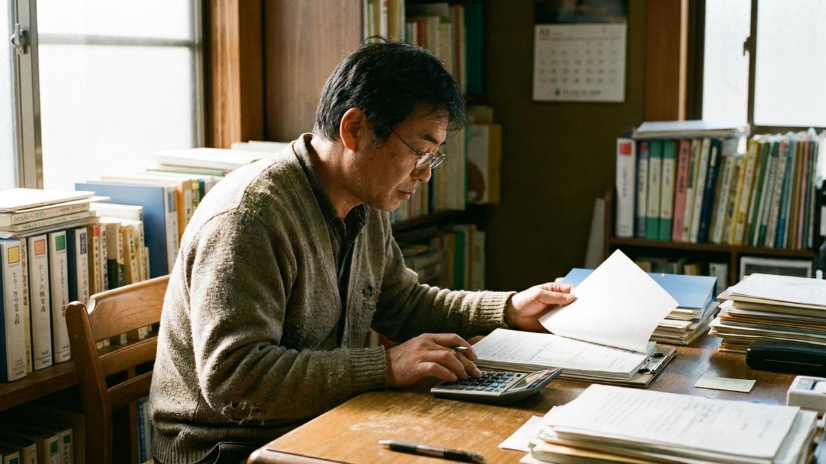 相続税の試算をする男性