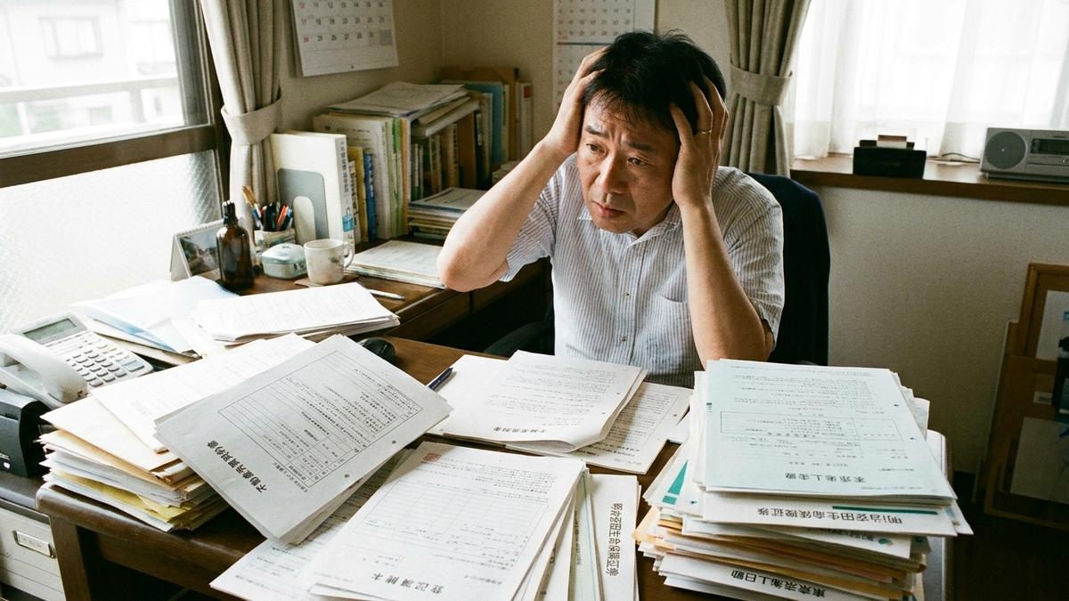 複数物件の保険証券を並べて管理に困っているアパートオーナー