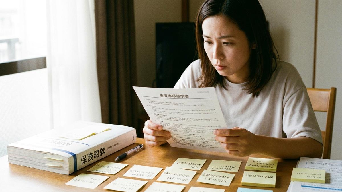 レクリエーション保険の注意事項を確認する女性