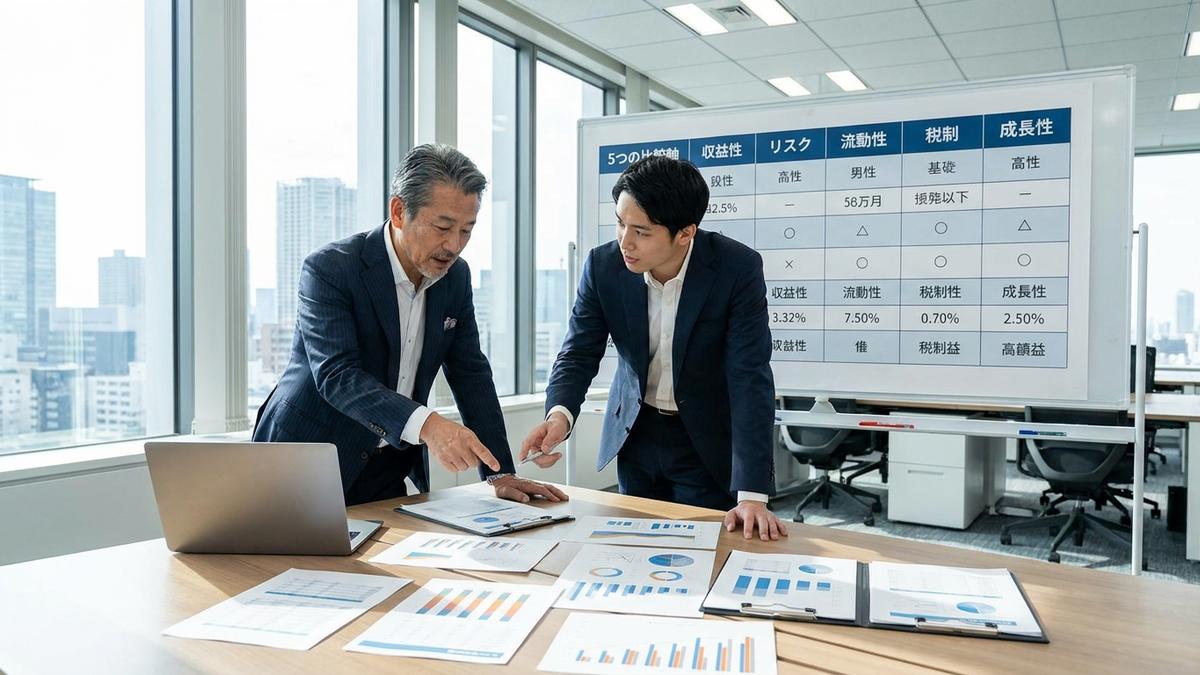 孤独死保険の比較軸を検討する不動産オーナーと保険コンサルタント