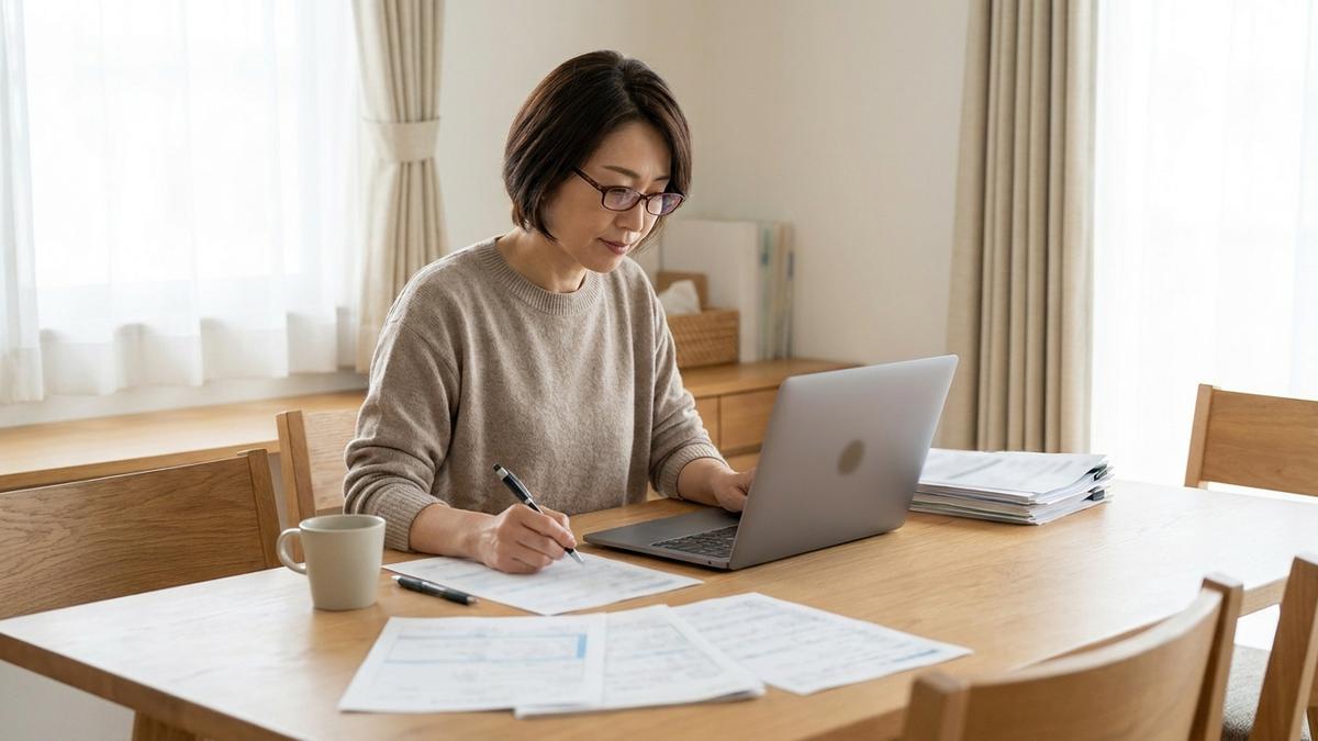 保険金請求の手続きをする様子