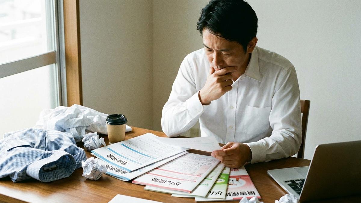 新種保険と伝統保険の違いを考える男性