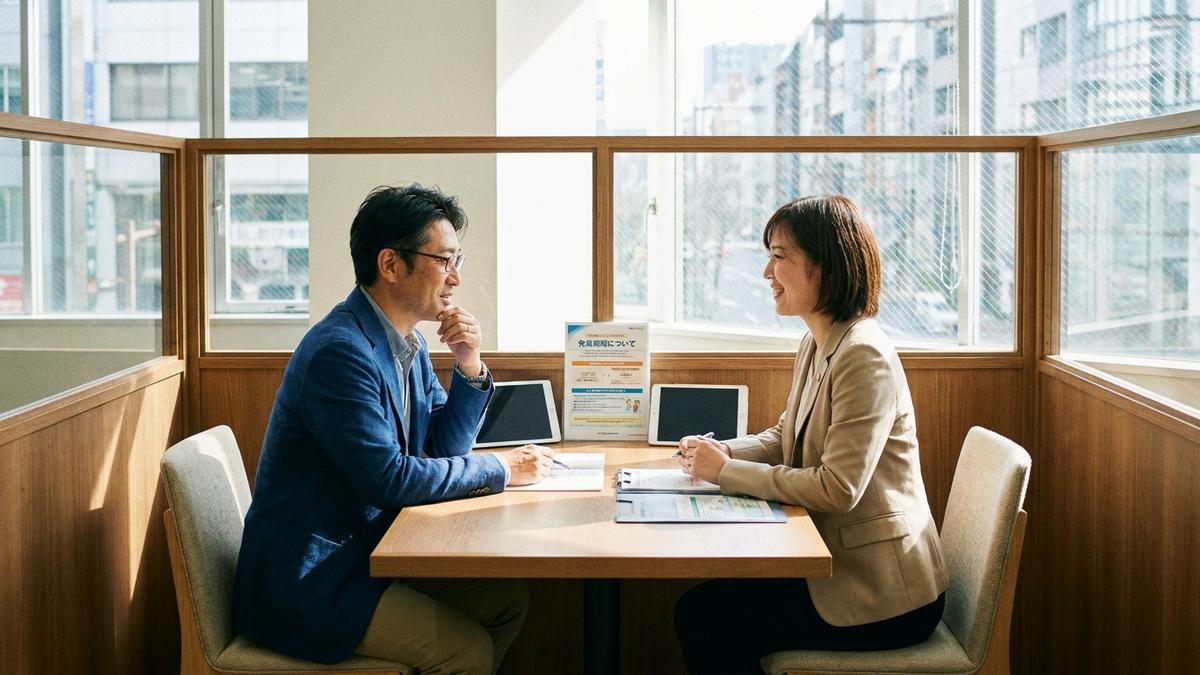 就業不能保険の注意点について相談する様子