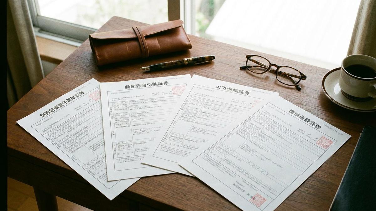 駐車場経営に必要な4種類の保険書類のイメージ