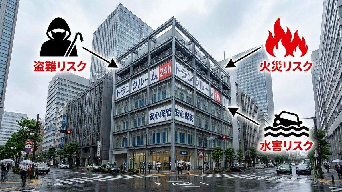 トランクルーム経営のリスクを示すイメージ