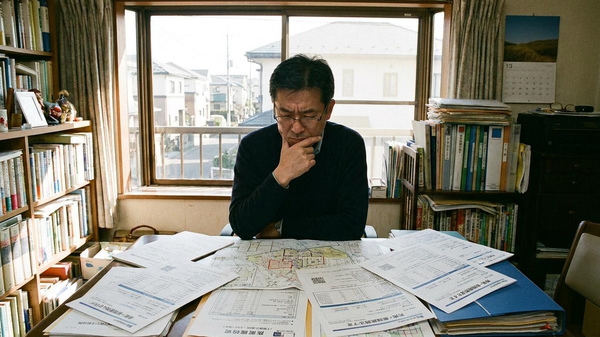 複数物件を所有する不動産オーナーが地震保険の加入を検討している様子
