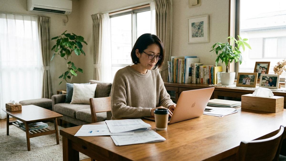自宅兼事務所で仕事をする女性のイメージ