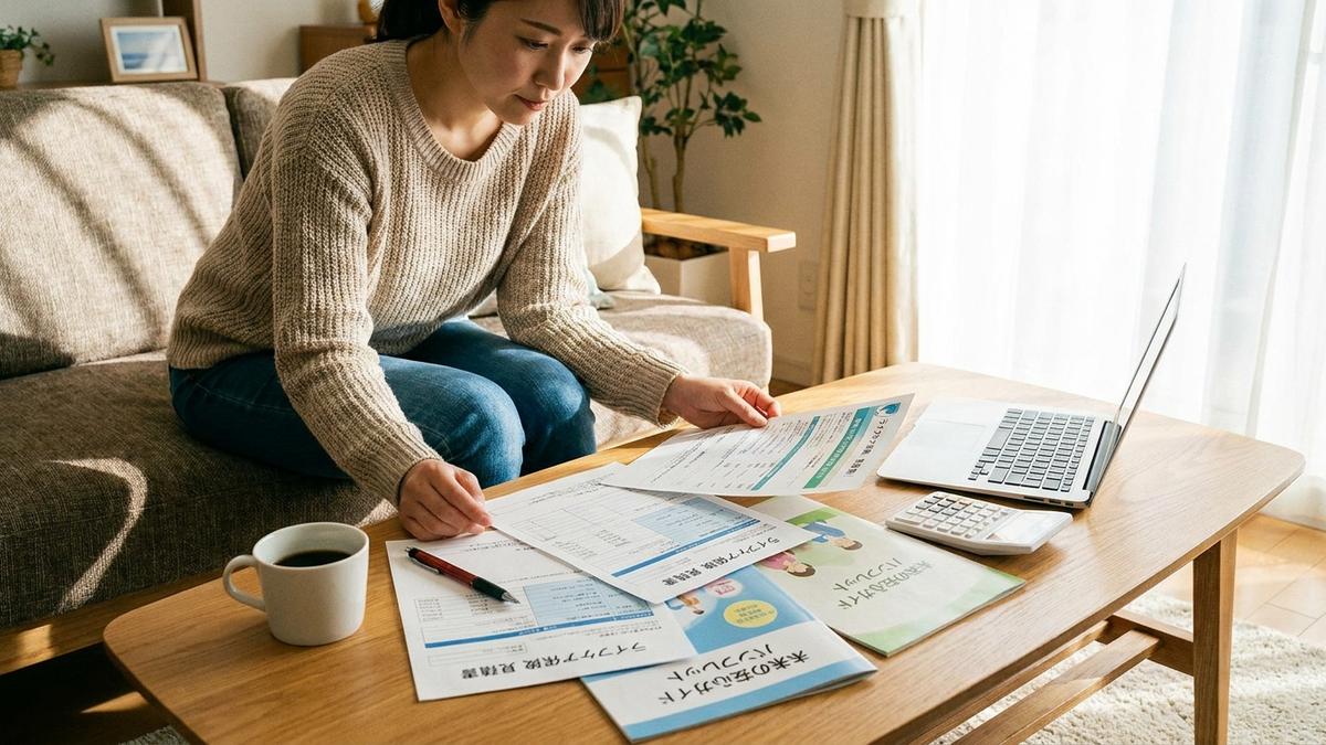 火災保険の見積もりを確認する女性