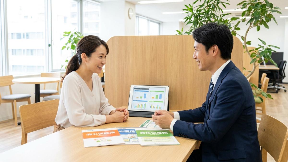 サブリース物件に必要な保険の種類を比較検討する様子