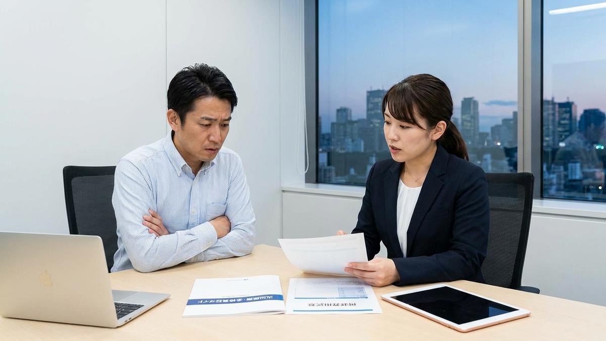 サブリース物件の火災時の法的責任について相談する様子