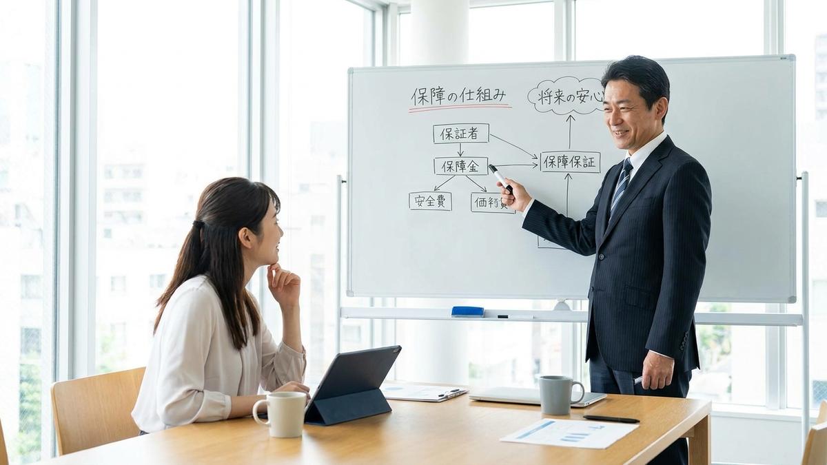 免責金額の仕組みを説明する保険コンサルタント