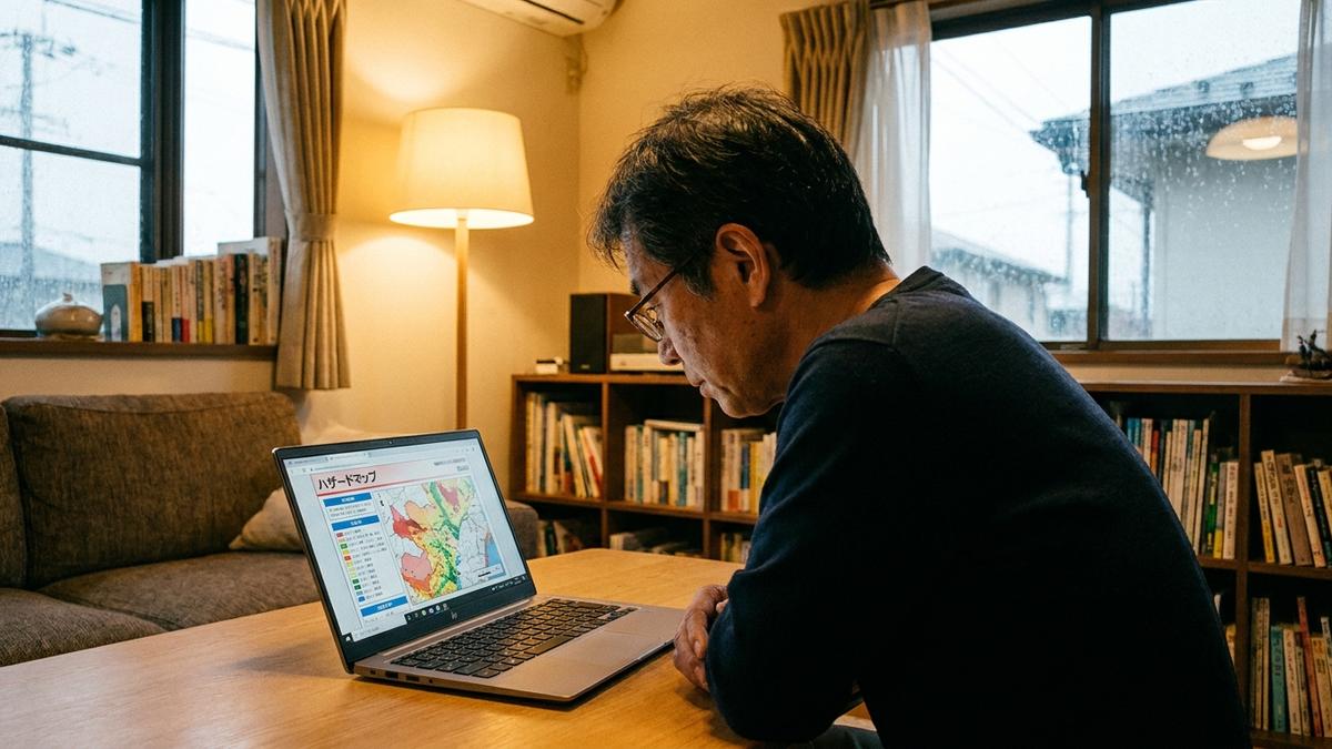 ハザードマップを確認する不動産オーナー