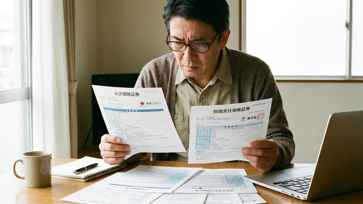 コインランドリー経営に必要な保険の種類を比較する様子