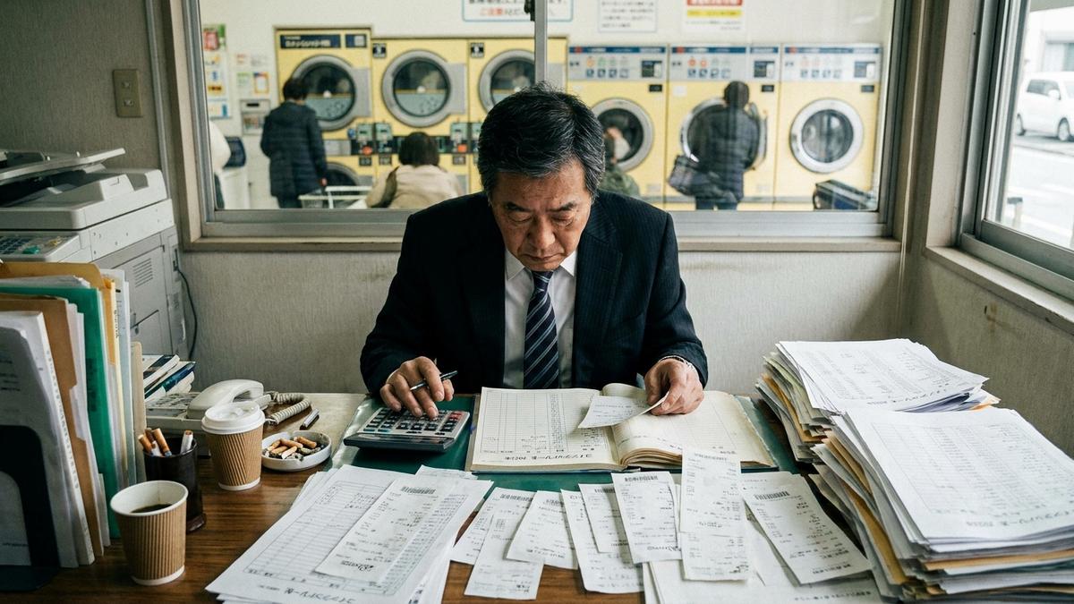 コインランドリー経営の保険料相場を試算する様子