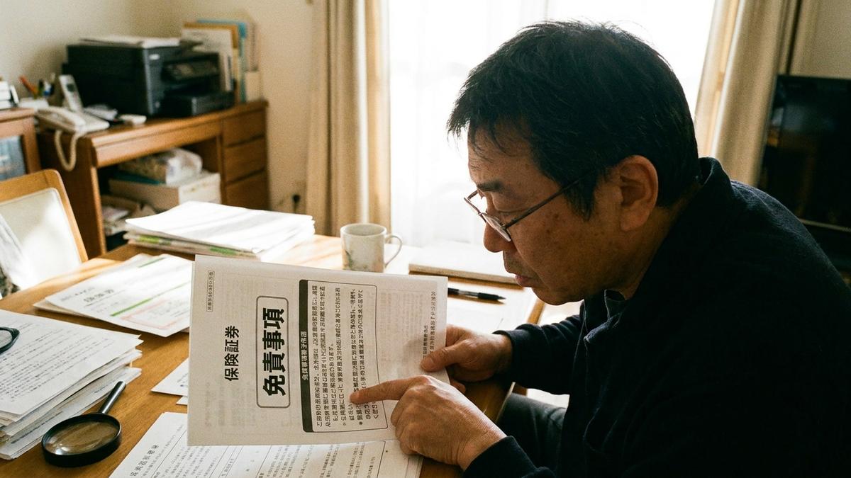 保険の免責事項・補償対象外のケースを確認する様子