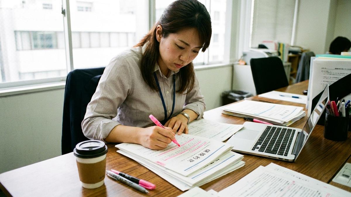 孤独死保険の保険料の違いを生む補償内容を確認するスタッフ