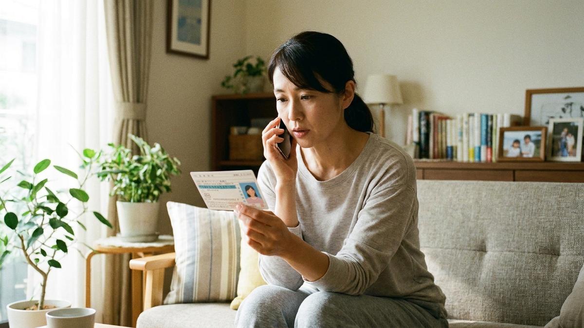 免許更新のタイミングで保険会社に確認する女性