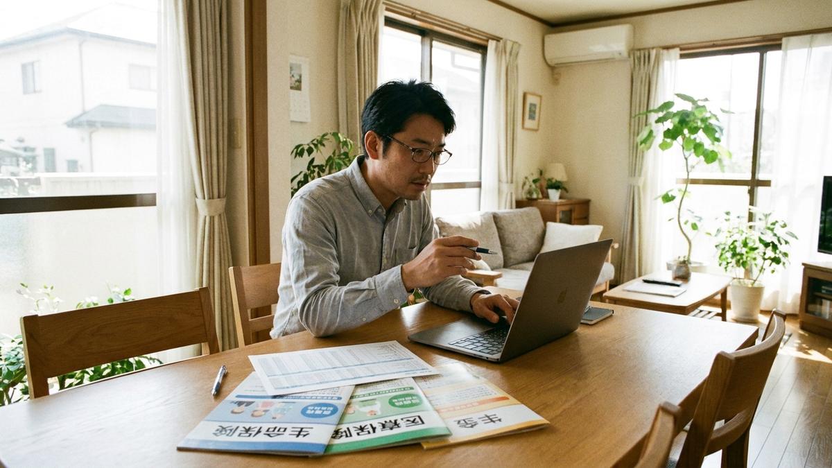 自動車保険の選び方を検討する40代男性
