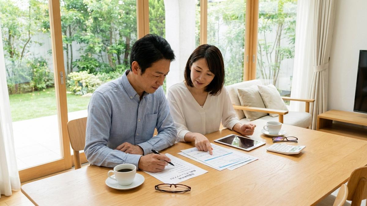 走行距離割引以外の自動車保険見直しポイントを確認する夫婦