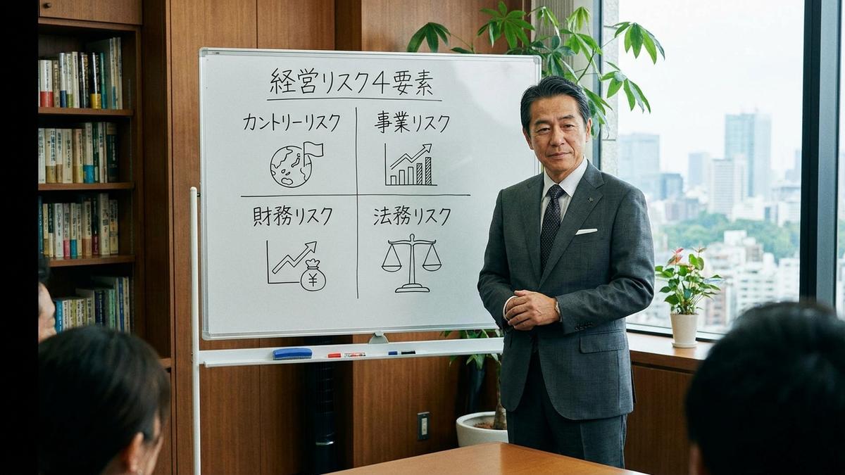 不動産オーナーの経営リスクマップを説明する保険コンサルタント
