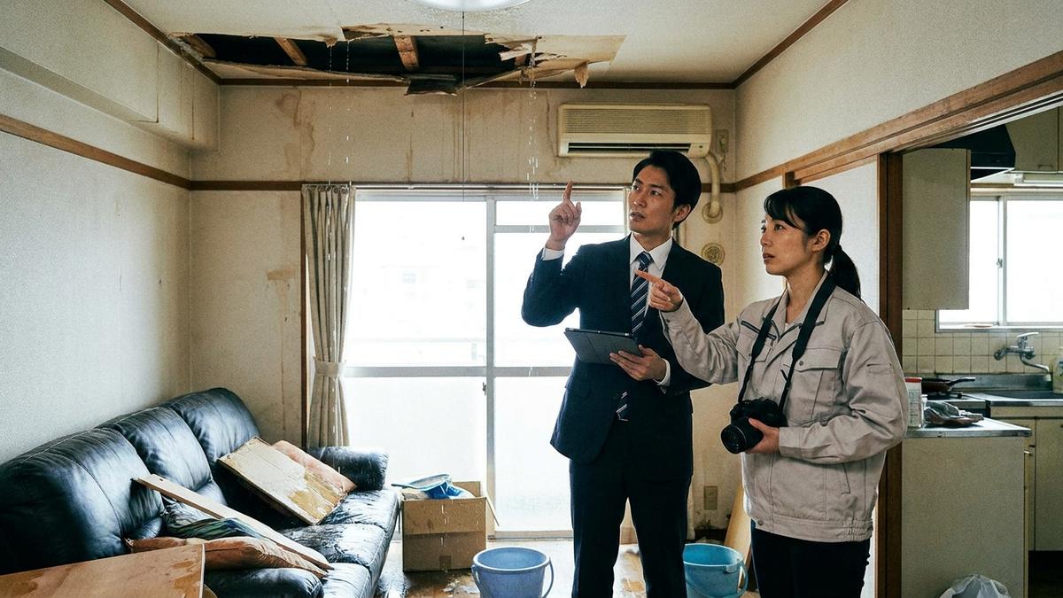 水漏れ事故の対応を確認する不動産オーナーと管理会社